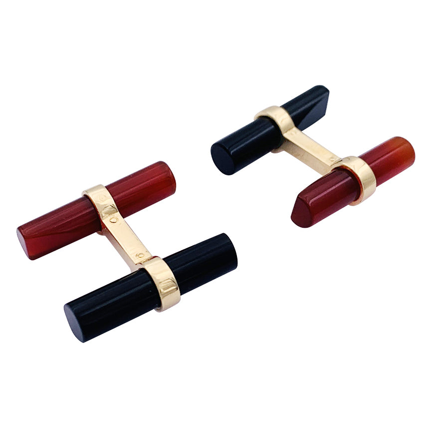 Cartier yellow gold cufflinks, interchangeable sticks.