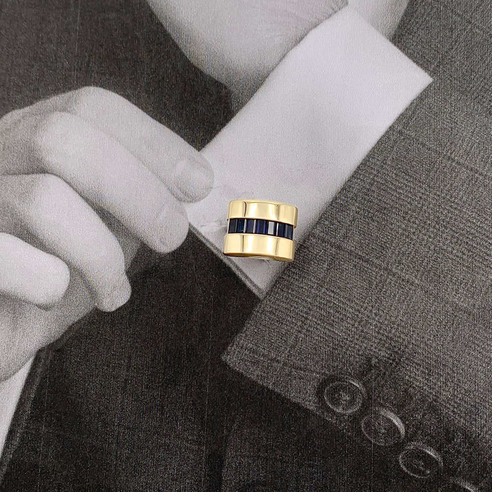 Van Cleef &amp; Arpels cufflinks in yellow gold and sapphires.