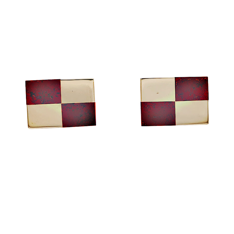 Fred cufflinks, yellow gold and jasper.