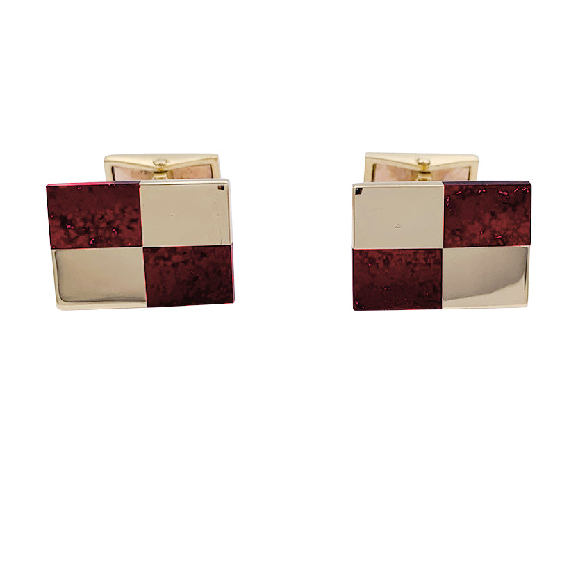 Fred cufflinks, yellow gold and jasper.
