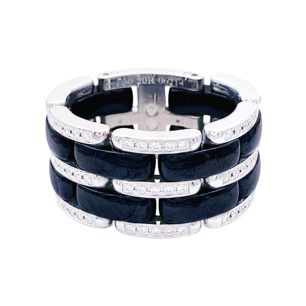 Chanel "Ultra" ring, in white gold, black ceramic and diamonds.