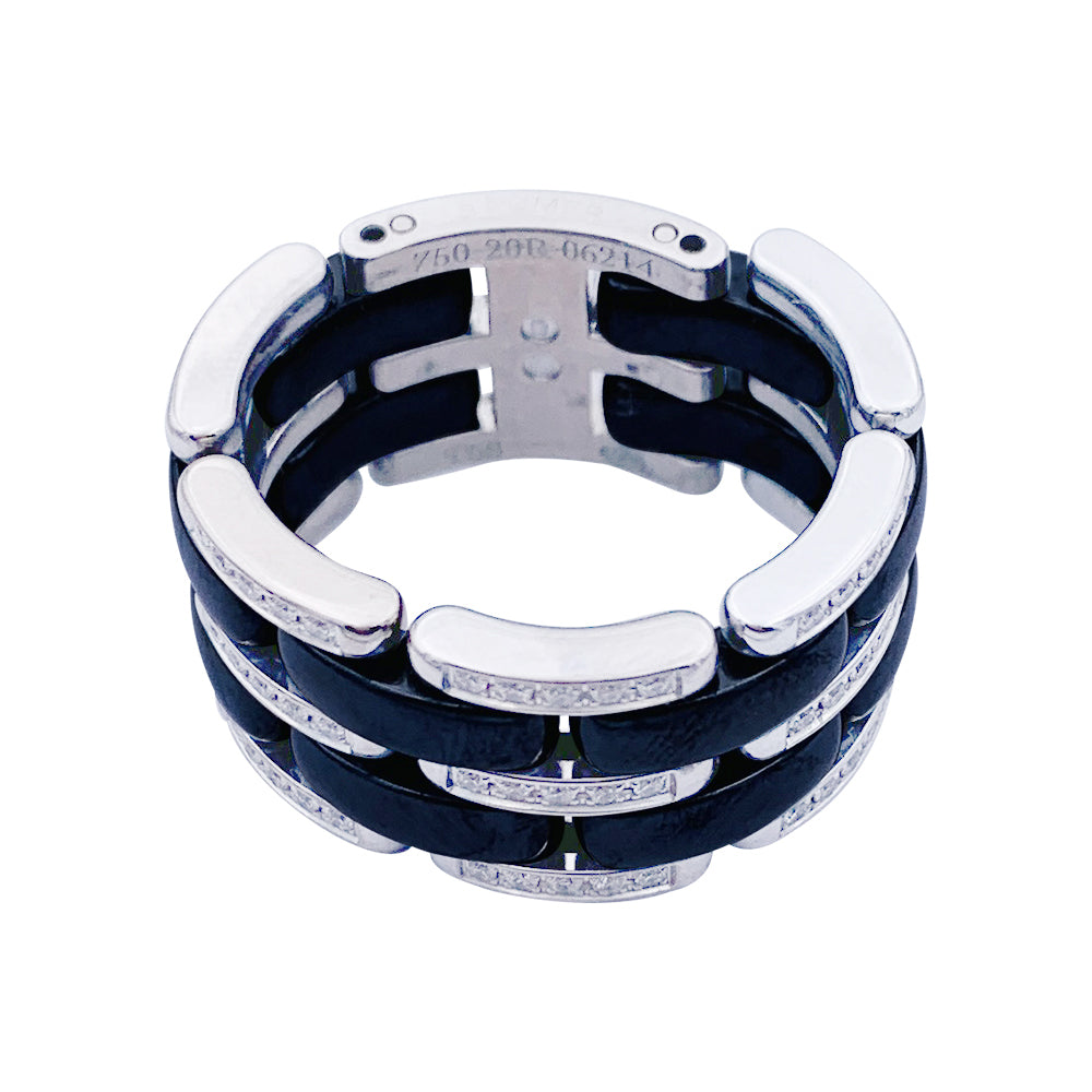 Chanel "Ultra" ring, in white gold, black ceramic and diamonds.