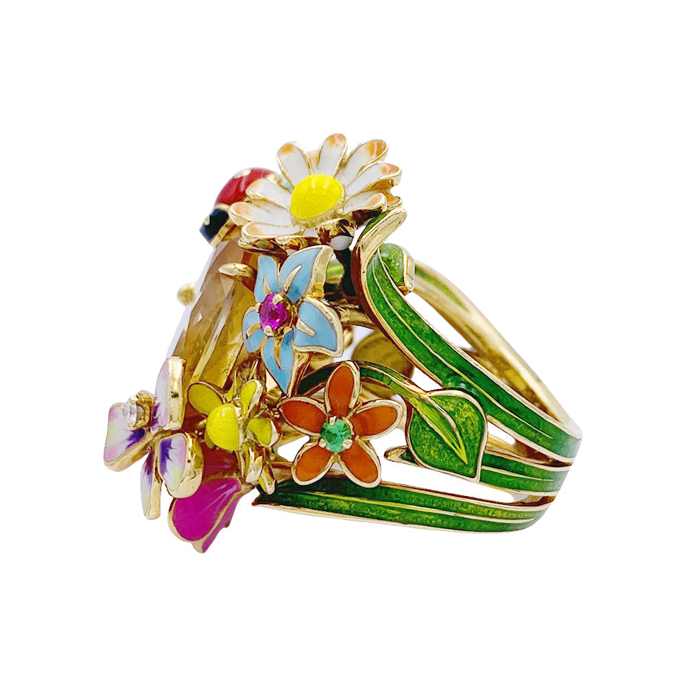 Dior ring, "Diorette", citrine, lacquer, yellow gold.