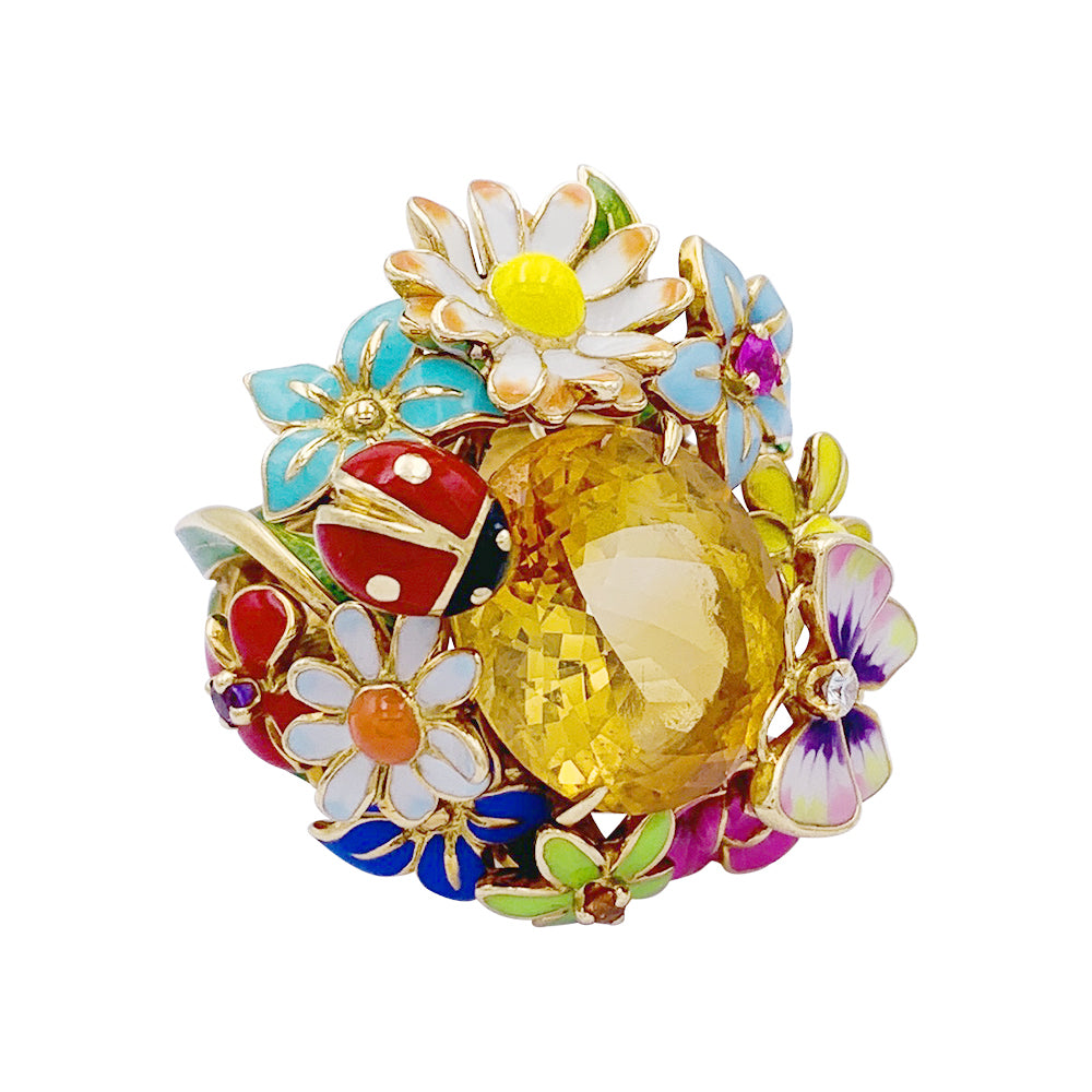 Dior ring, "Diorette", citrine, lacquer, yellow gold.