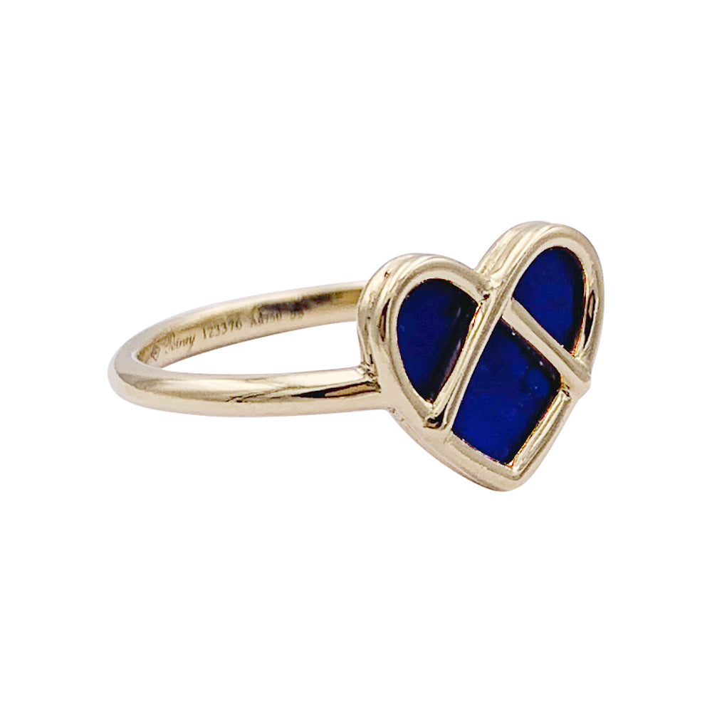 Poiray ring, "The Catcher in the Heart", yellow gold, lapis lazuli.