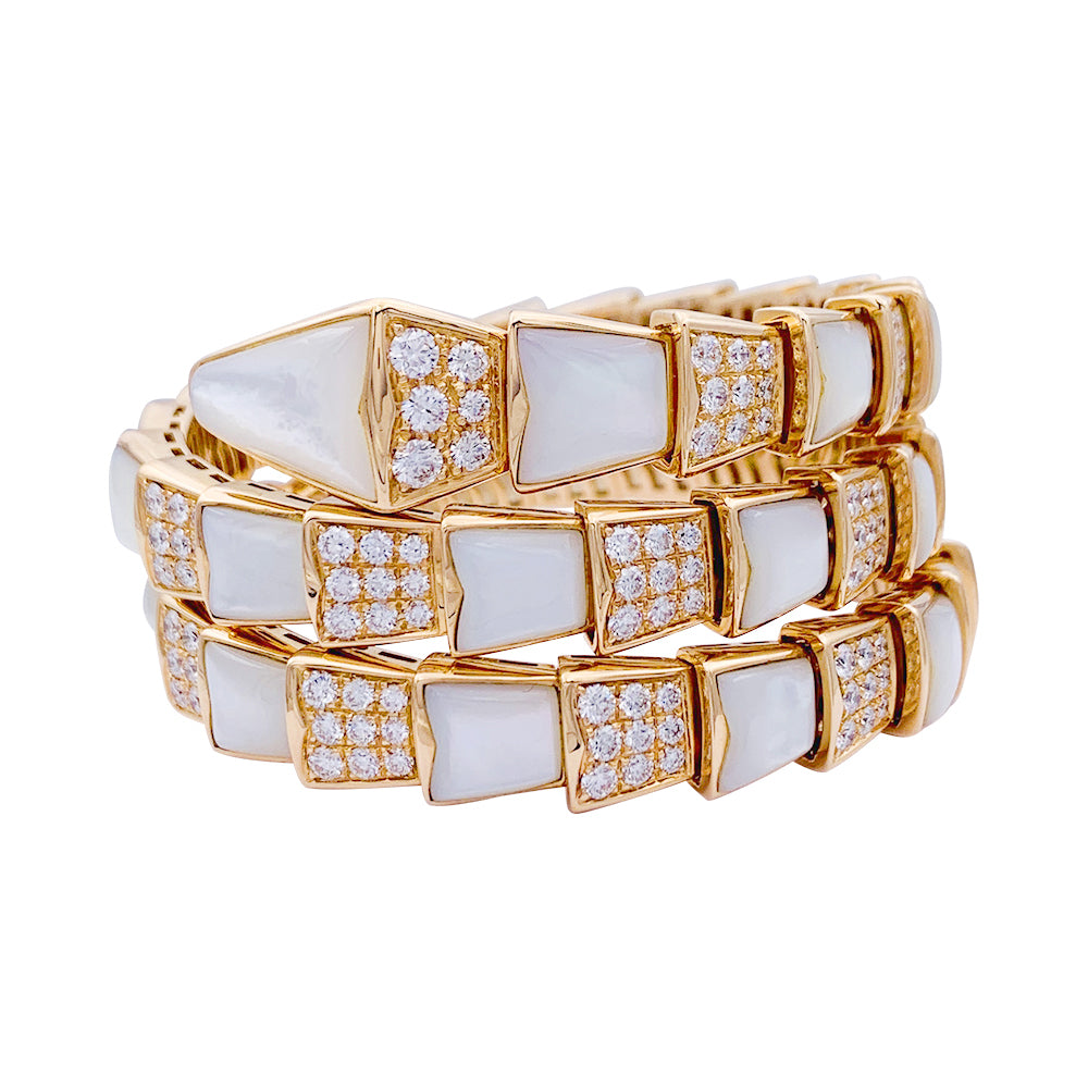 Bulgari bracelet, "Serpenti Viper", pink gold, diamonds, mother-of-pearl.