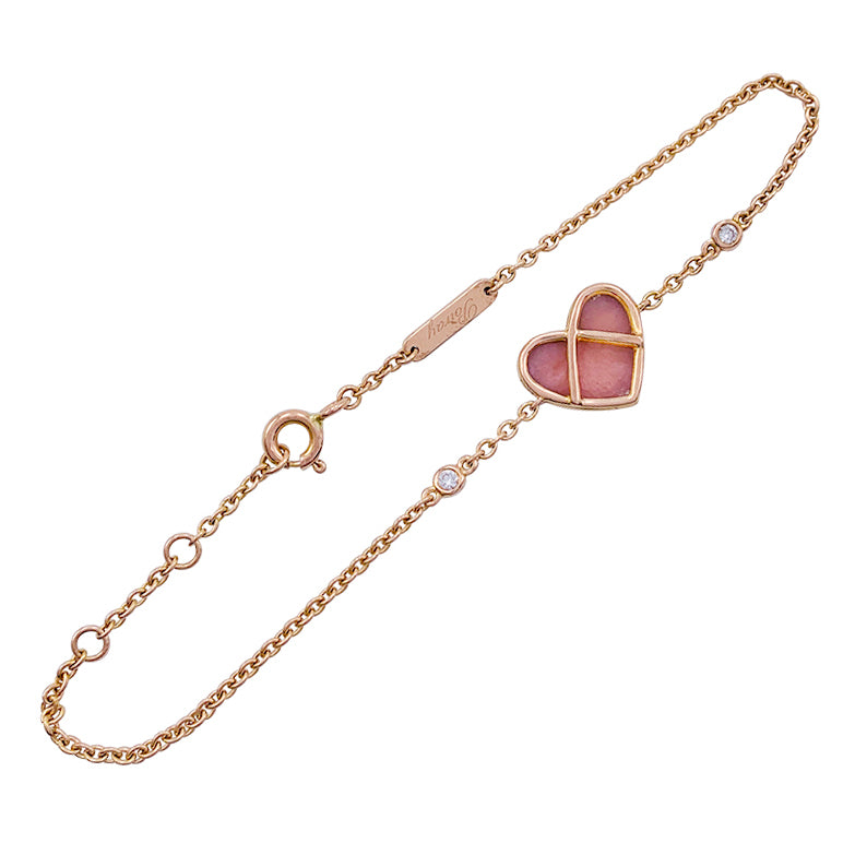 Poiray bracelet, "The Heart Catcher", pink gold, pink opal, diamonds.