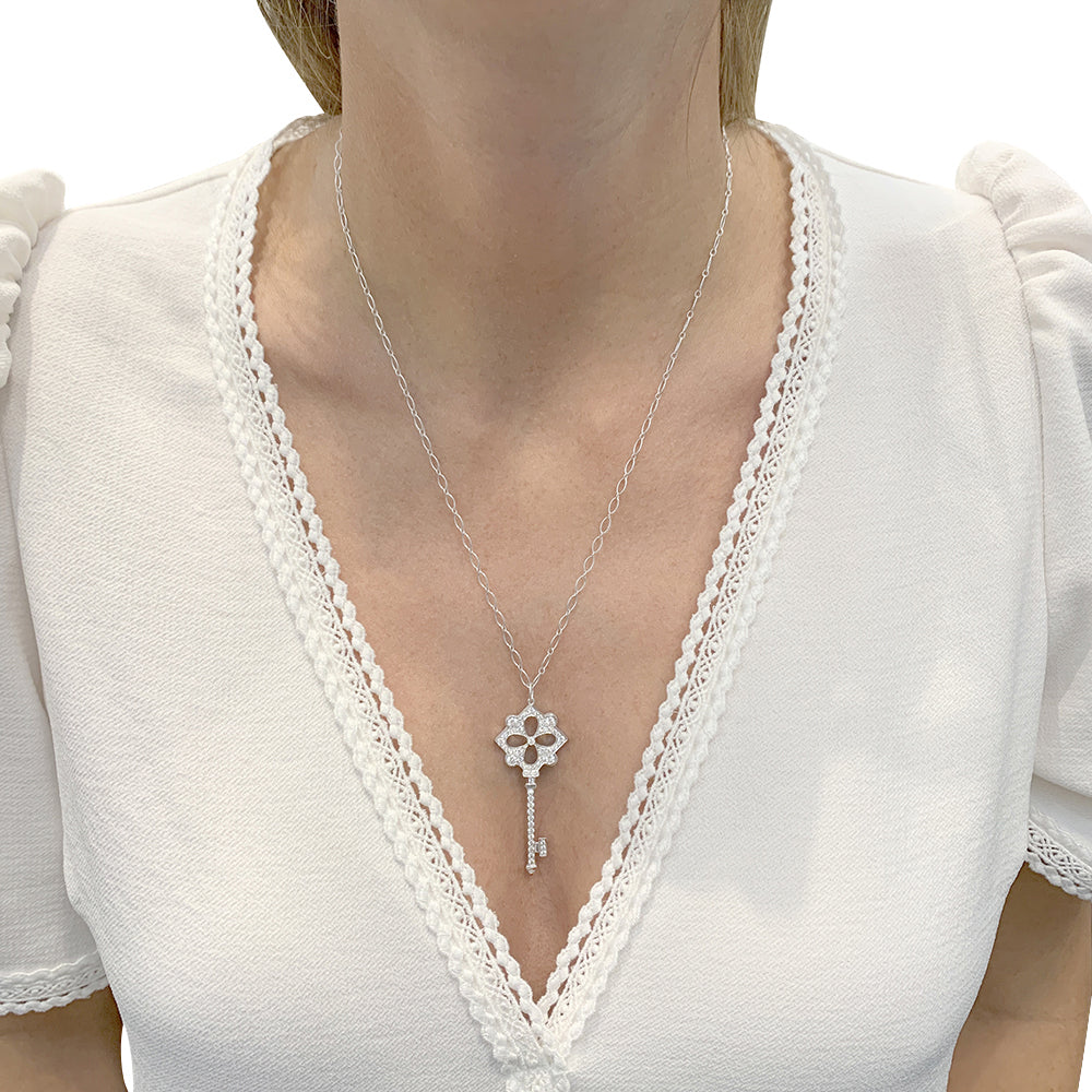 Tiffany &amp; Co. "Key" necklace in platinum, white gold and diamonds.