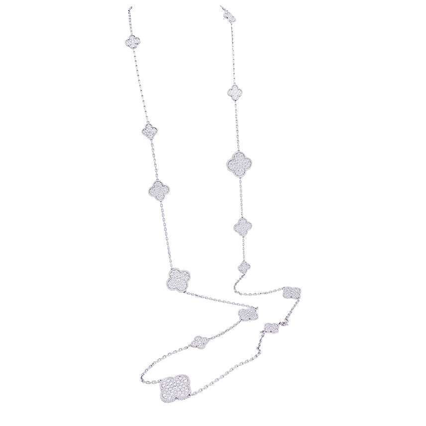 Van Cleef &amp; Arpels “Magic Alhambra” long necklace in white gold, diamonds.