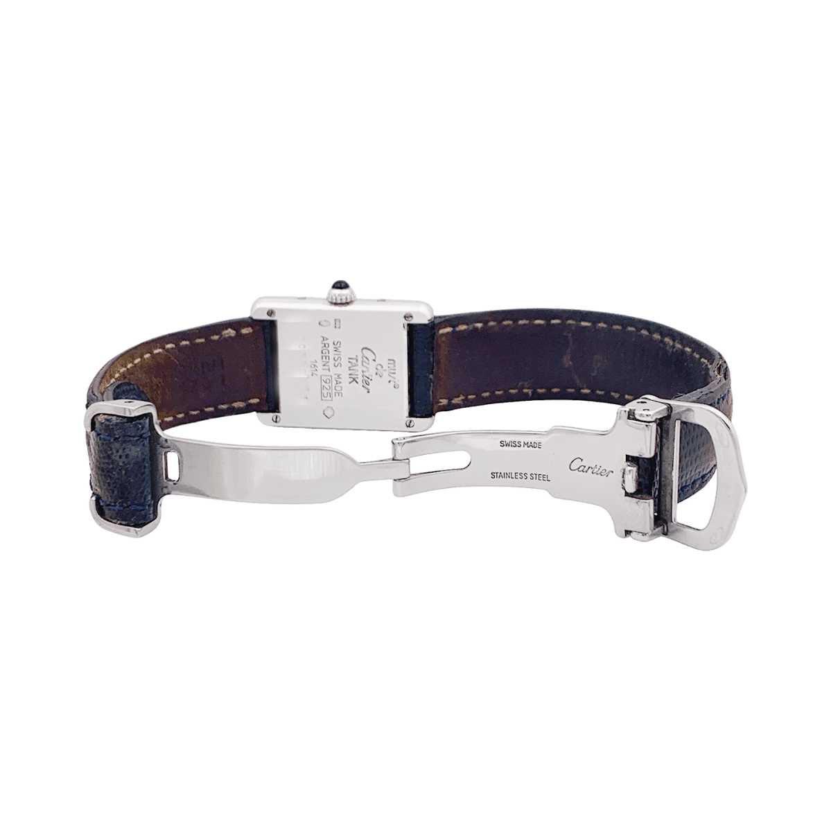 Montre Cartier "Tank Must" argent, cuir. - Maison Eloe