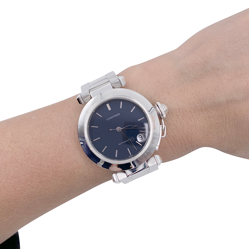 Cartier watch, "Pasha", in steel on steel.