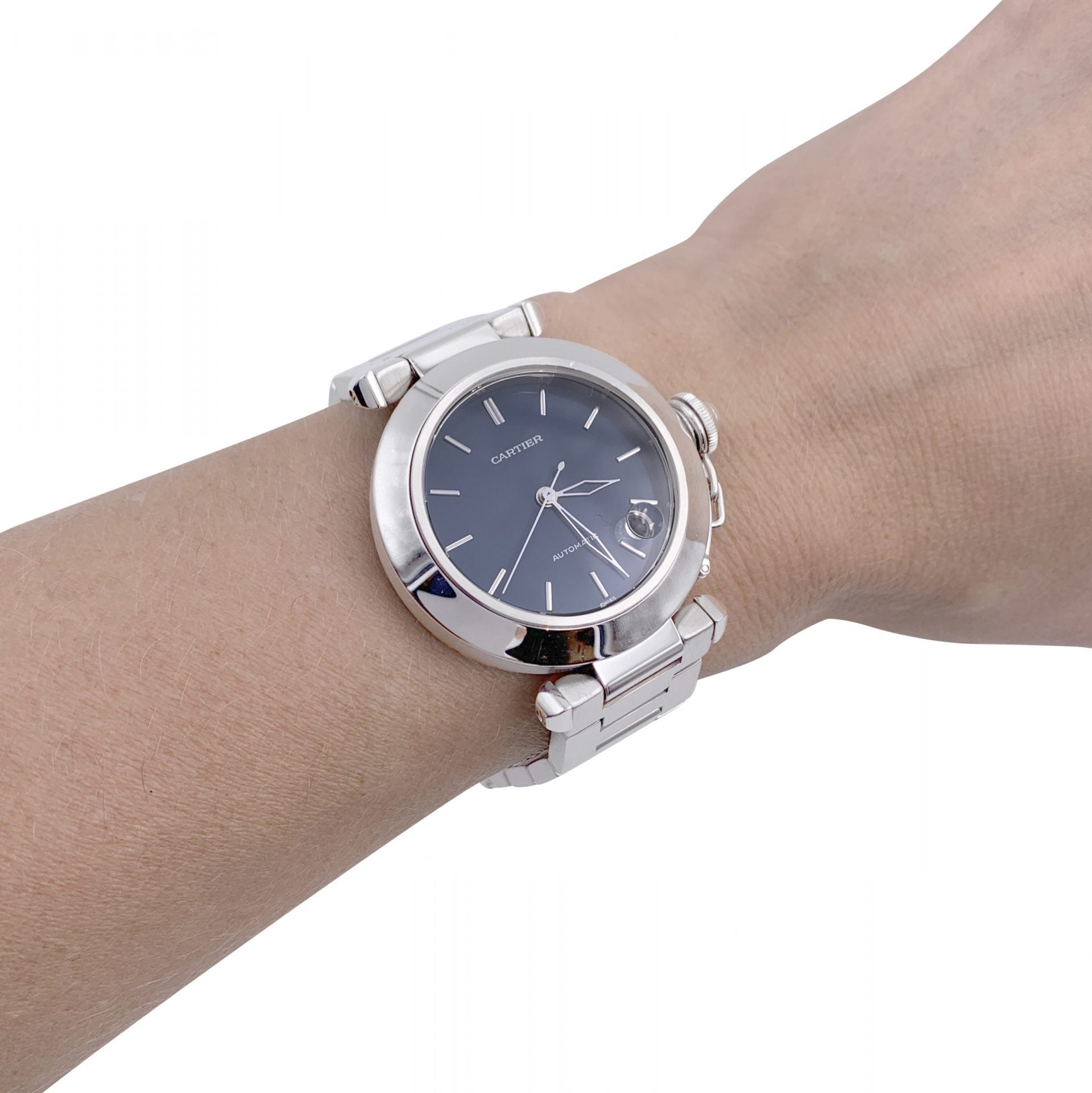 Cartier watch, "Pasha", in steel on steel.