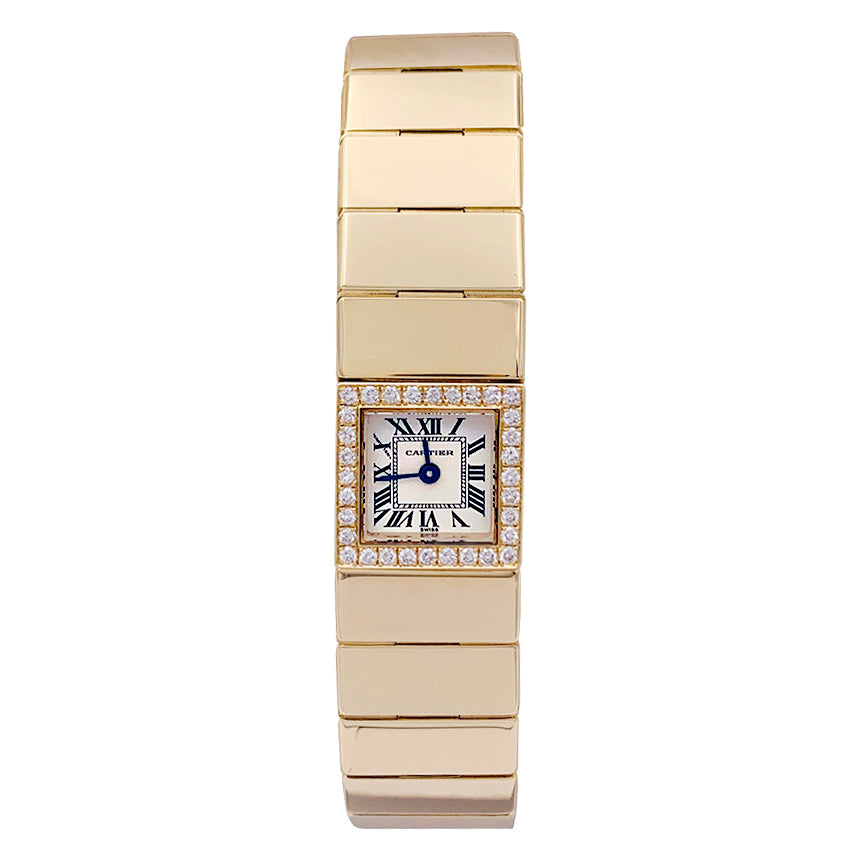 Cartier watch, "Tank Lingot", yellow gold, diamonds.