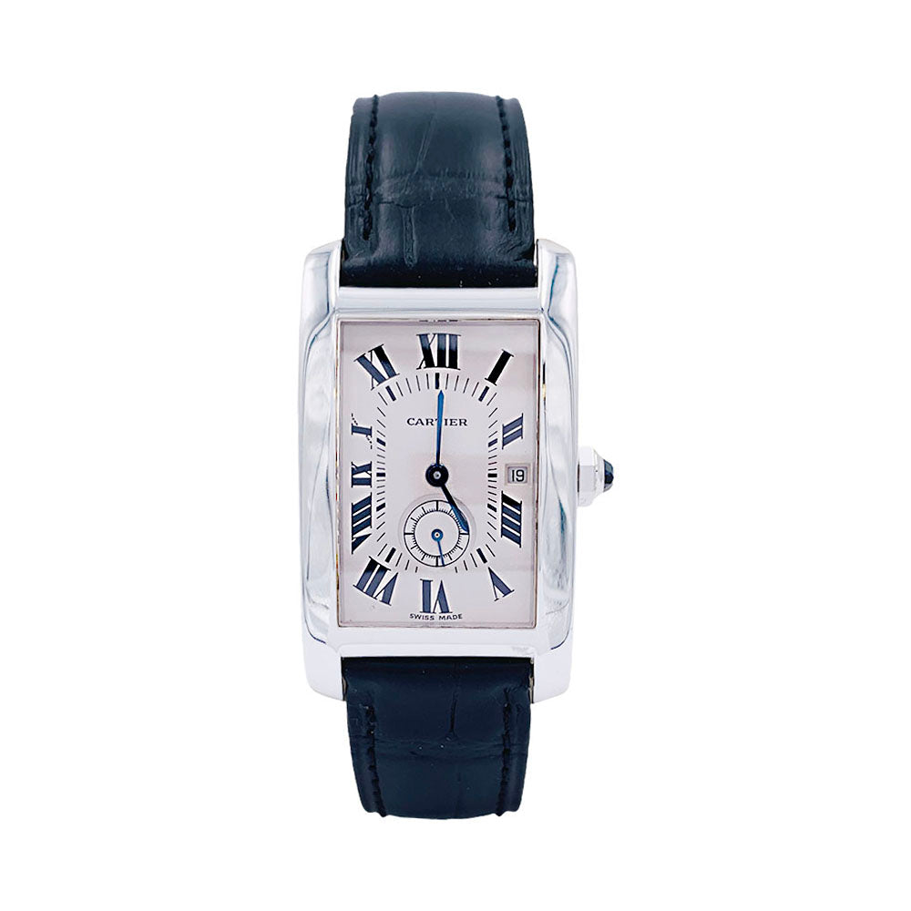 Cartier watch, "Tank Américaine", white gold.