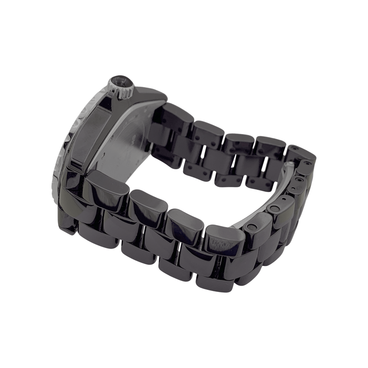Montre Chanel, "J12", céramique noire, rubis, acier. - Maison Eloe