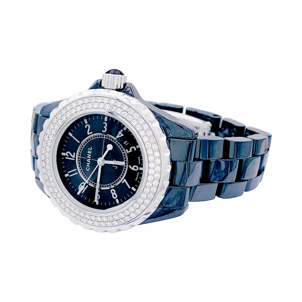 Chanel watch, "J12", black ceramic.