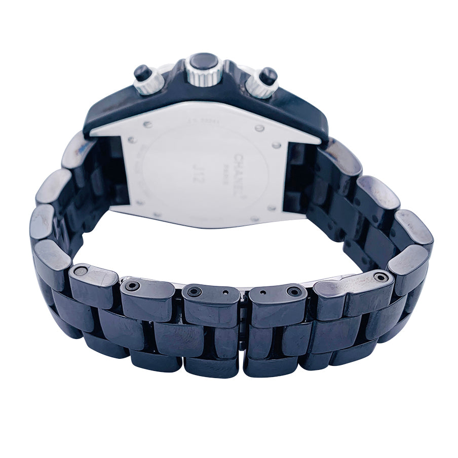 Chanel watch, "J12", ceramic, steel, diamonds.