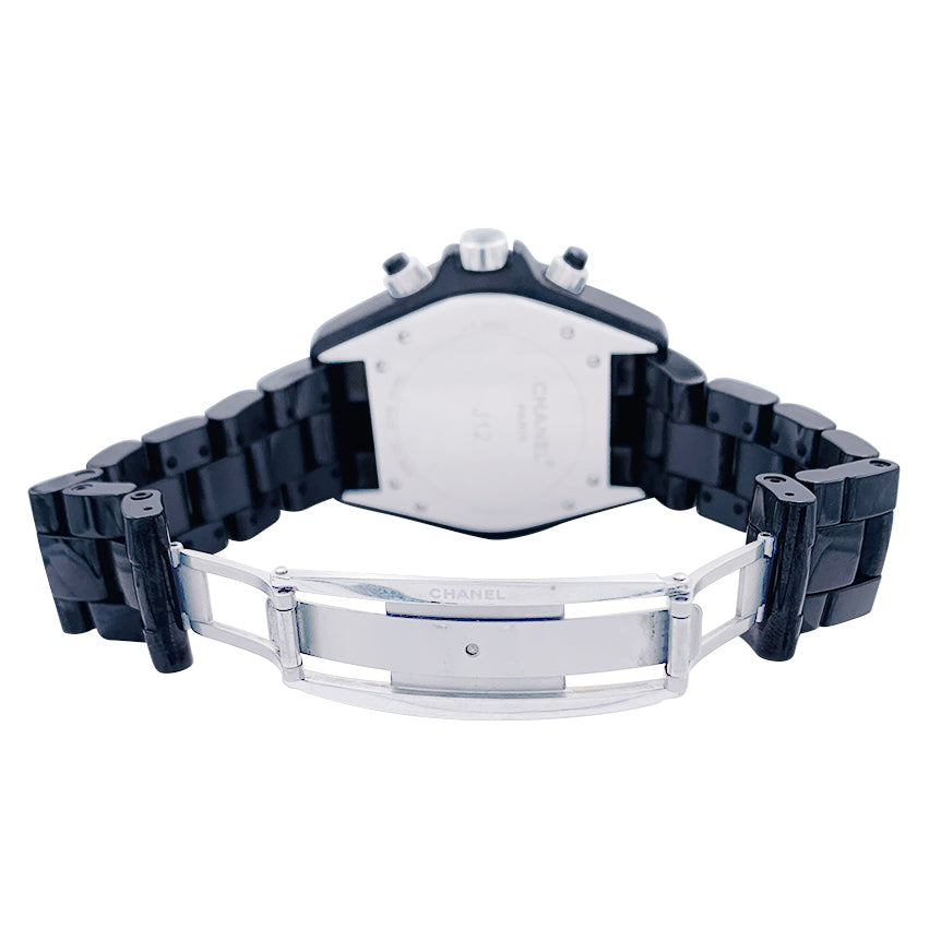 Chanel watch, "J12", ceramic, steel, diamonds.