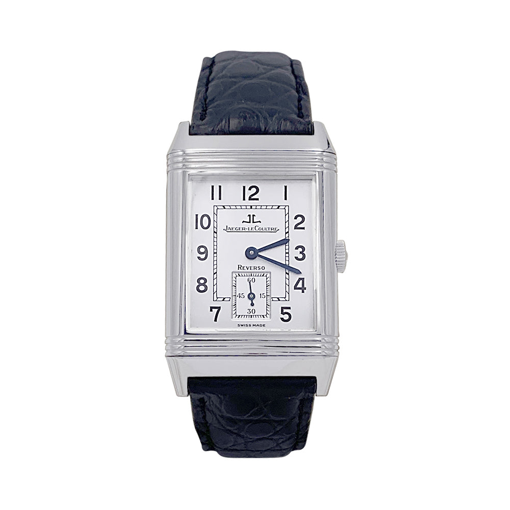 Montre Jaeger Lecoultre, "Reverso Classique", acier, cuir.