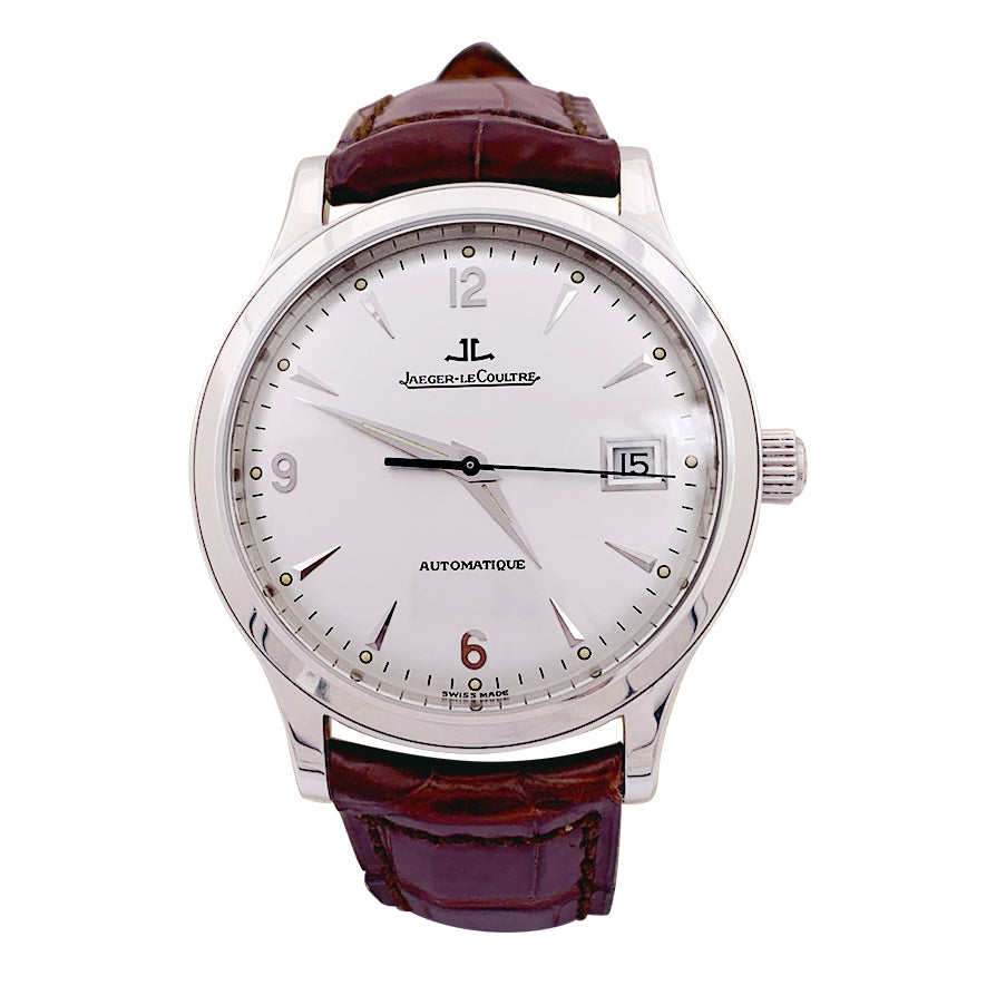 Montre Jaeger Lecoultre, "Master Control", acier, cuir.