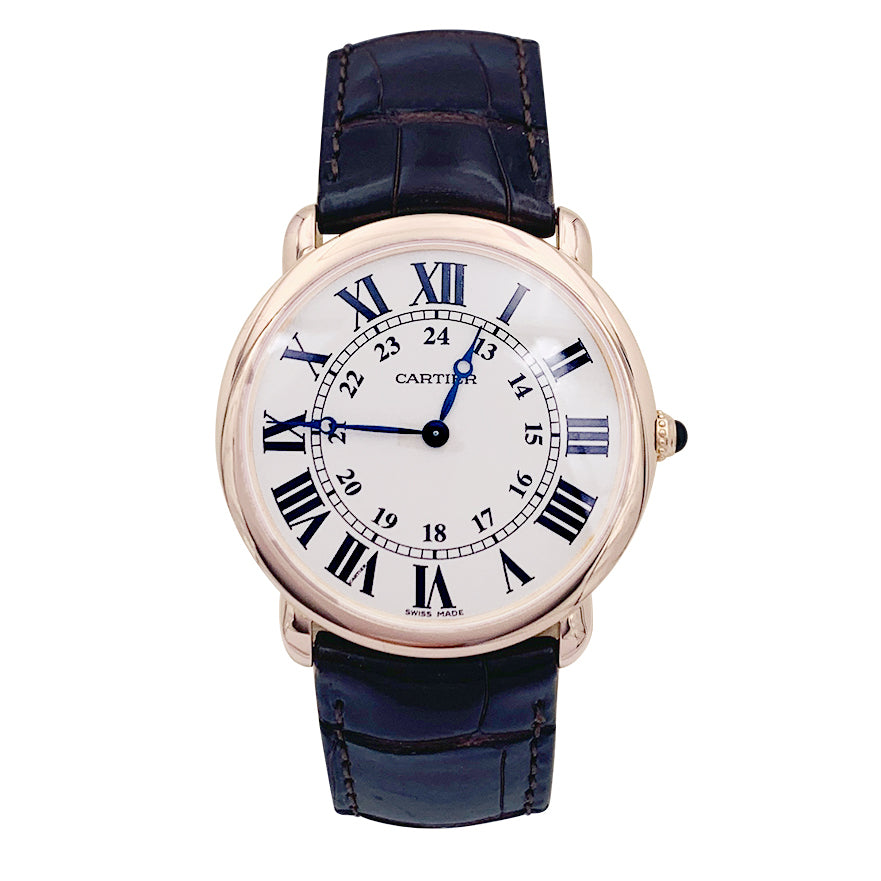 Cartier watch, "Ronde Louis Cartier", pink gold, leather.