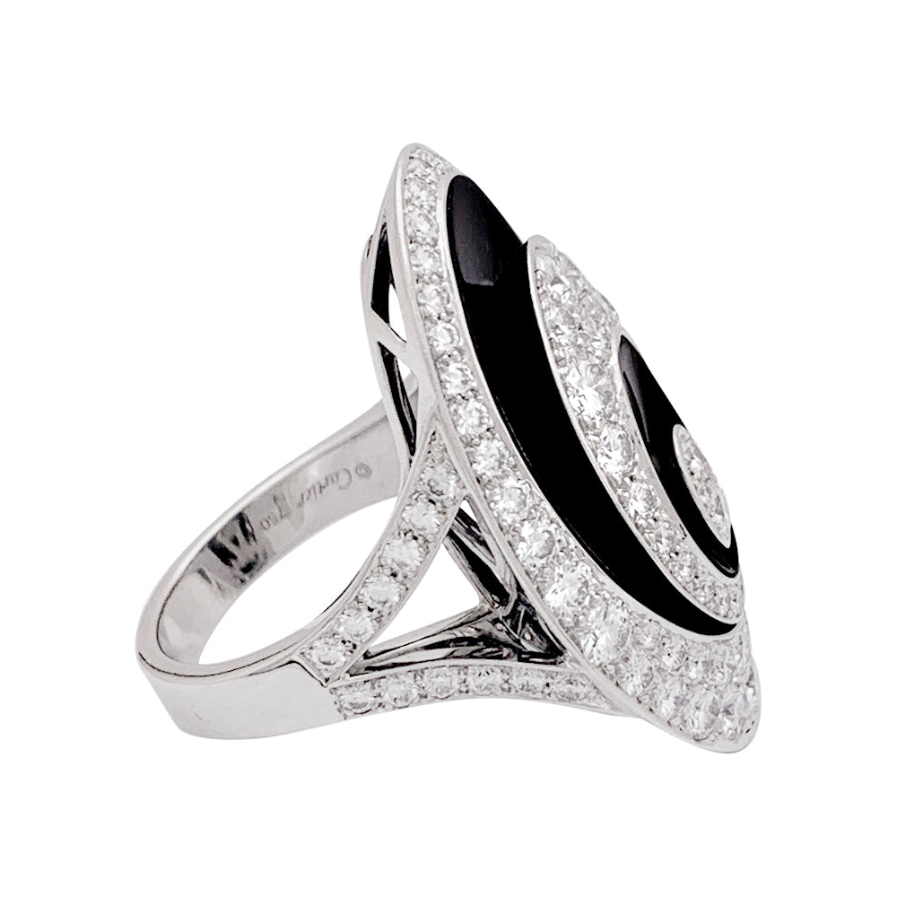 Cartier ring, "Hypnose", white gold, diamonds, black ceramic.