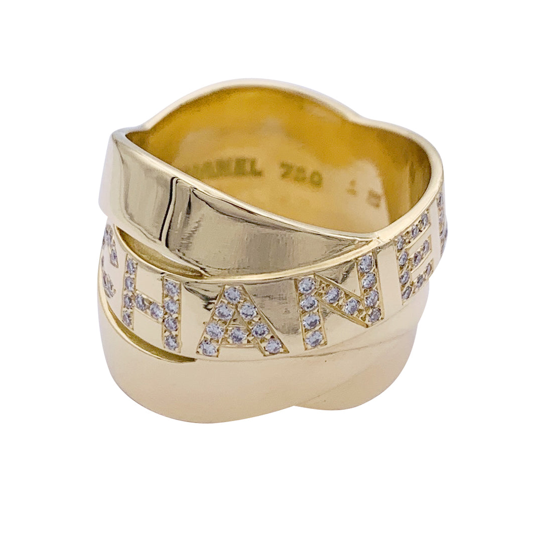Chanel ring, "Bolduc Signature", yellow gold, diamonds.