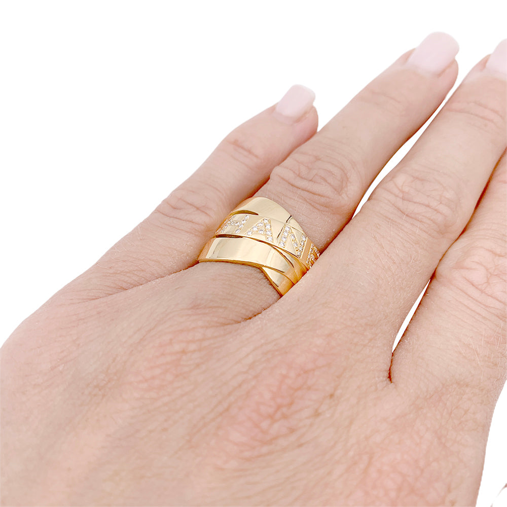 Chanel ring, "Bolduc Signature", yellow gold, diamonds.