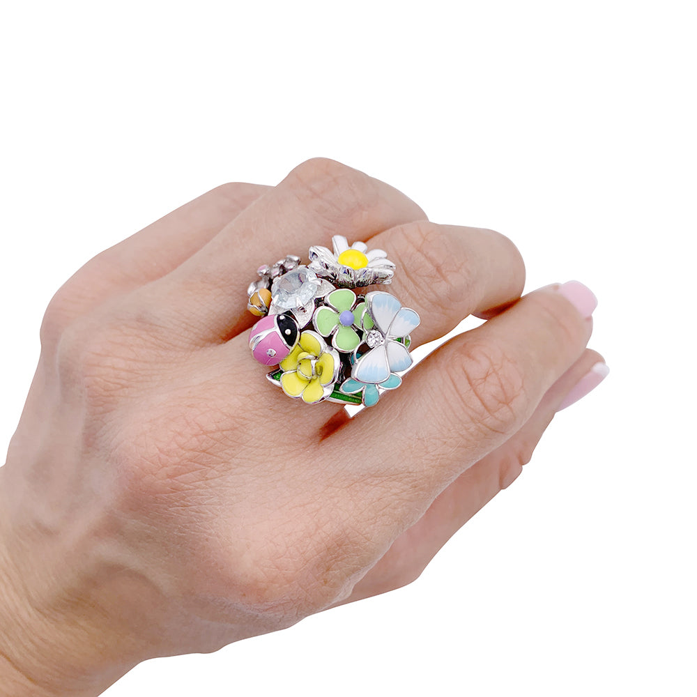 Dior ring, "Diorette", white gold, enamel, aquamarine and diamond.