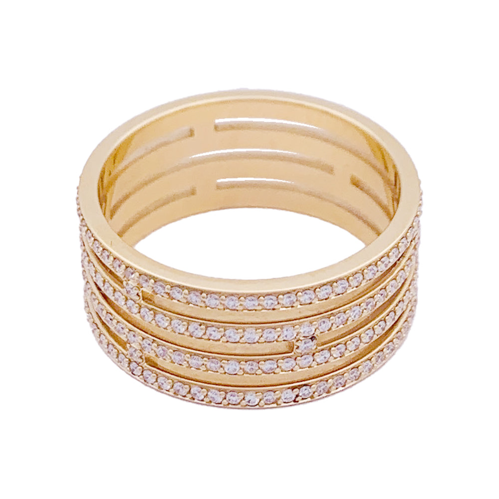 Hermès ring, "Ariane", pink gold, diamonds.