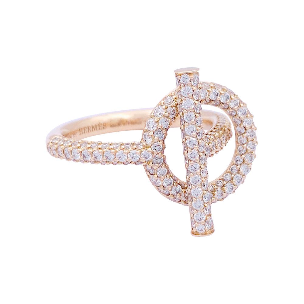 Hermès "Echappée Hermès" ring in pink gold and diamonds.
