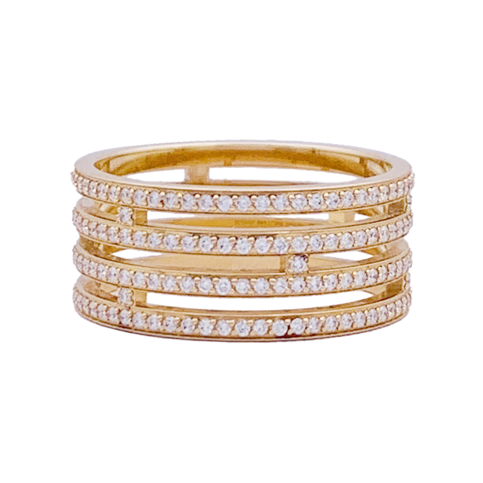 Hermès ring, "Ariane", pink gold, diamonds.