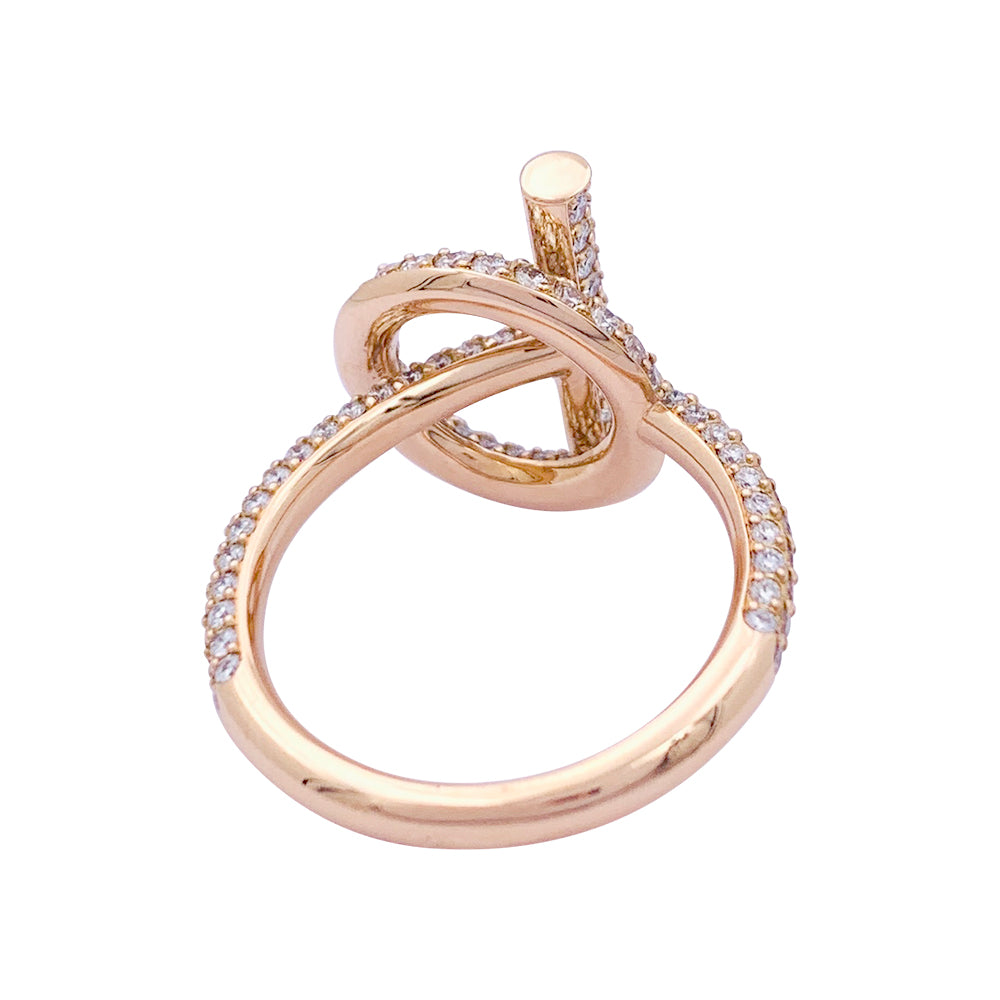 Hermès "Echappée Hermès" ring in pink gold and diamonds.