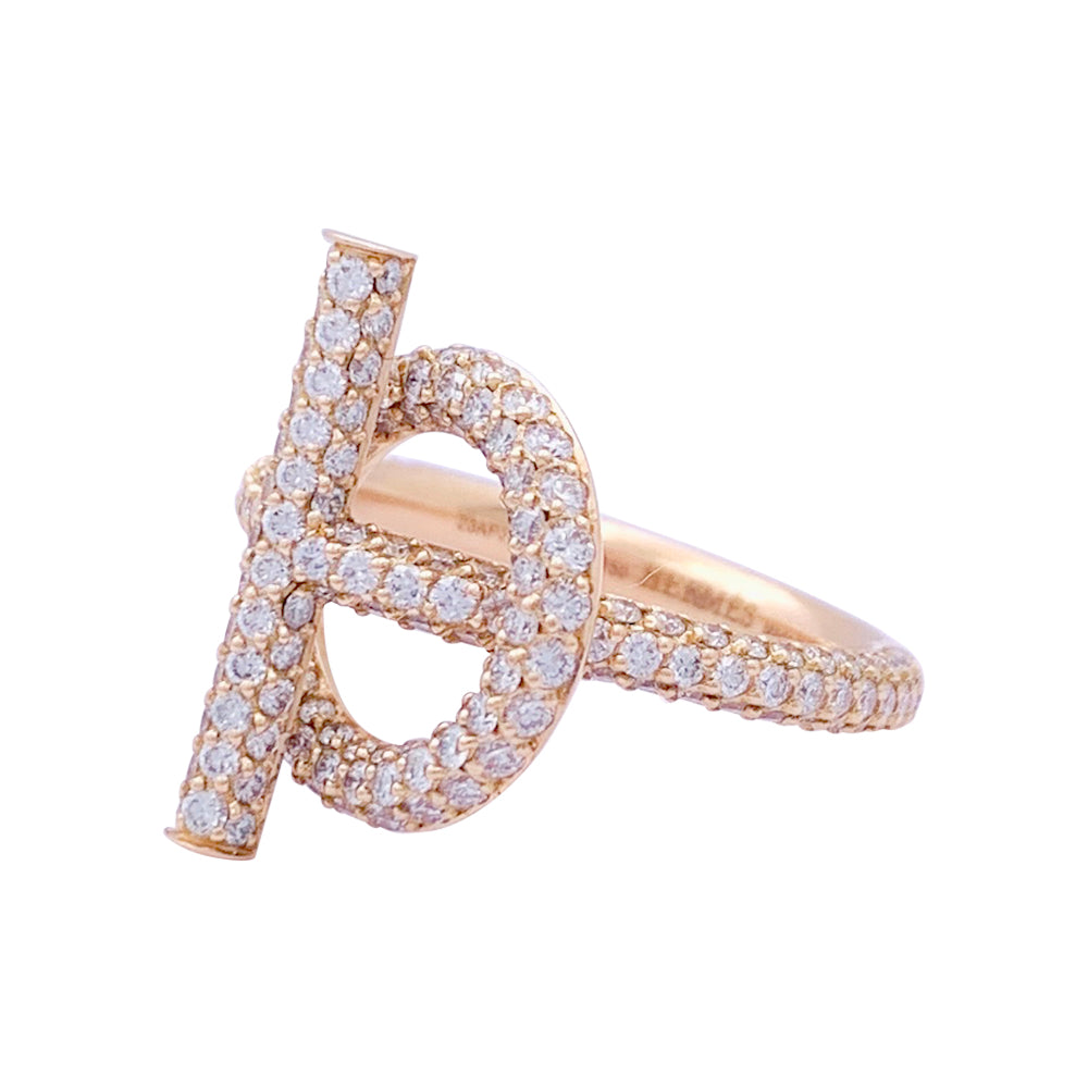 Hermès "Echappée Hermès" ring in pink gold and diamonds.