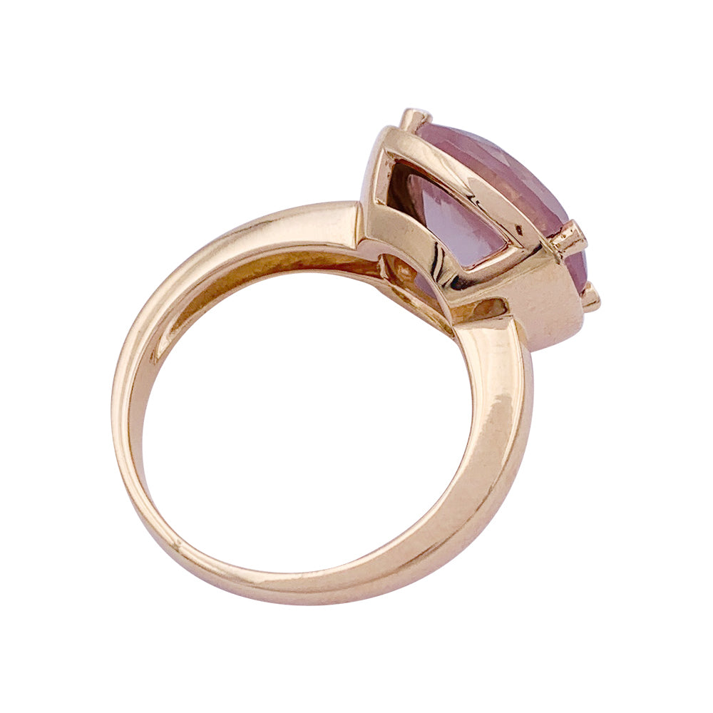 Poiray ring, "Filles Antik", pink gold, rose quartz, diamonds.