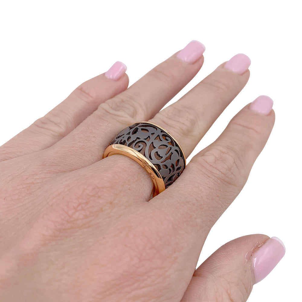 Pomellato ring, "Arabesque", rose gold, titanium.