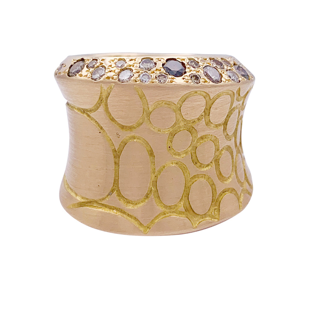 Pomellato ring, "Cocco", pink gold, brown diamonds.