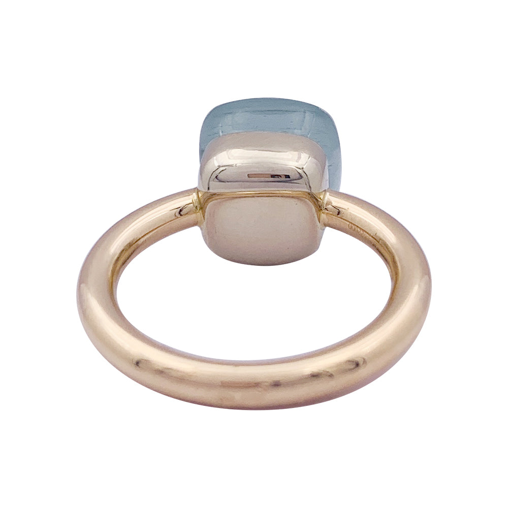 Pomellato ring, "Nudo Classic", two golds, milky aquamarine.