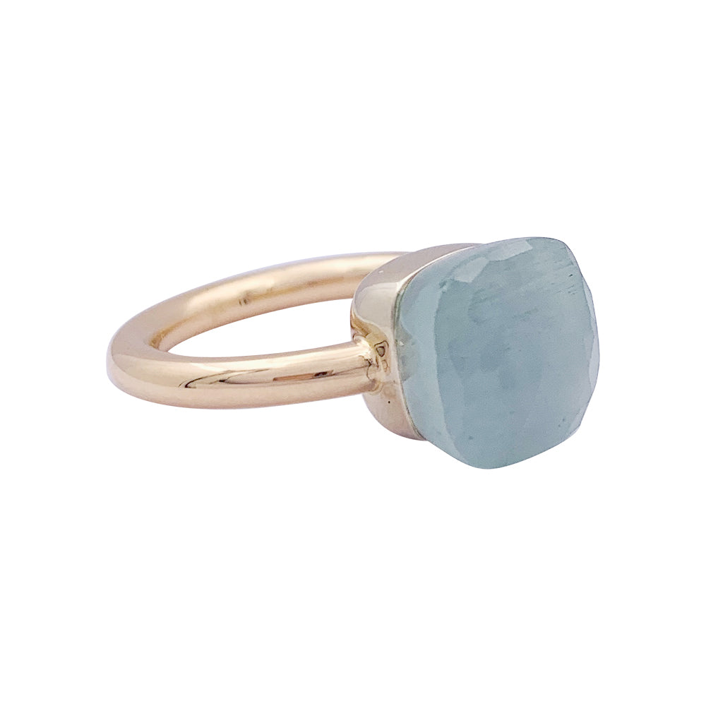 Pomellato ring, "Nudo Classic", two golds, milky aquamarine.