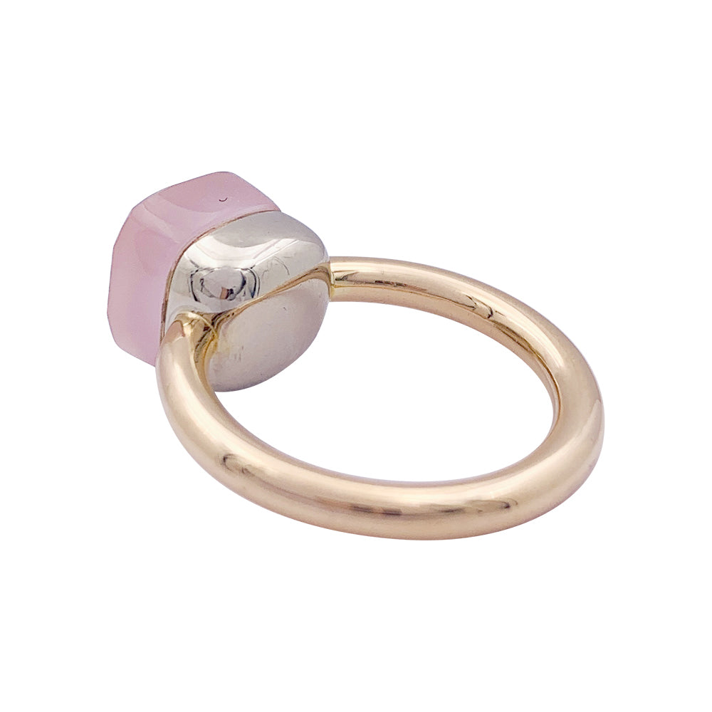 Pomellato ring, "Nudo Classic", two golds and rose quartz.