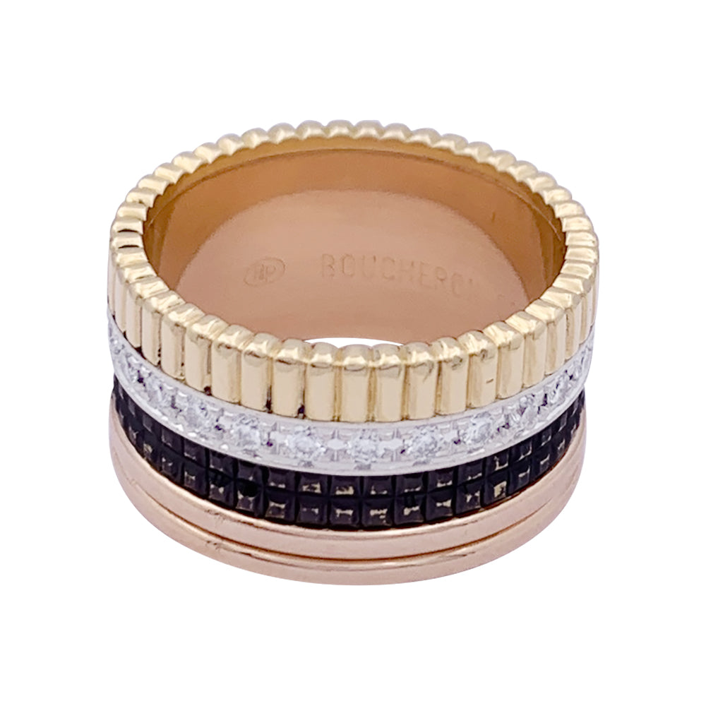 Boucheron ring, "Quatre Classique Large", three golds and diamonds