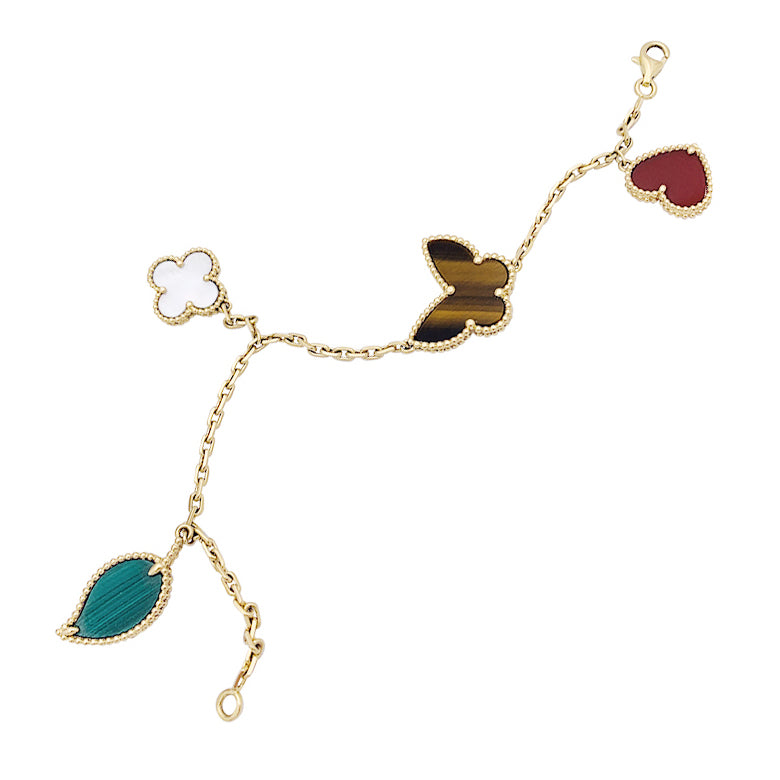 Van Cleef &amp; Arpels "Lucky Alhambra" bracelet in yellow gold with colored stones.