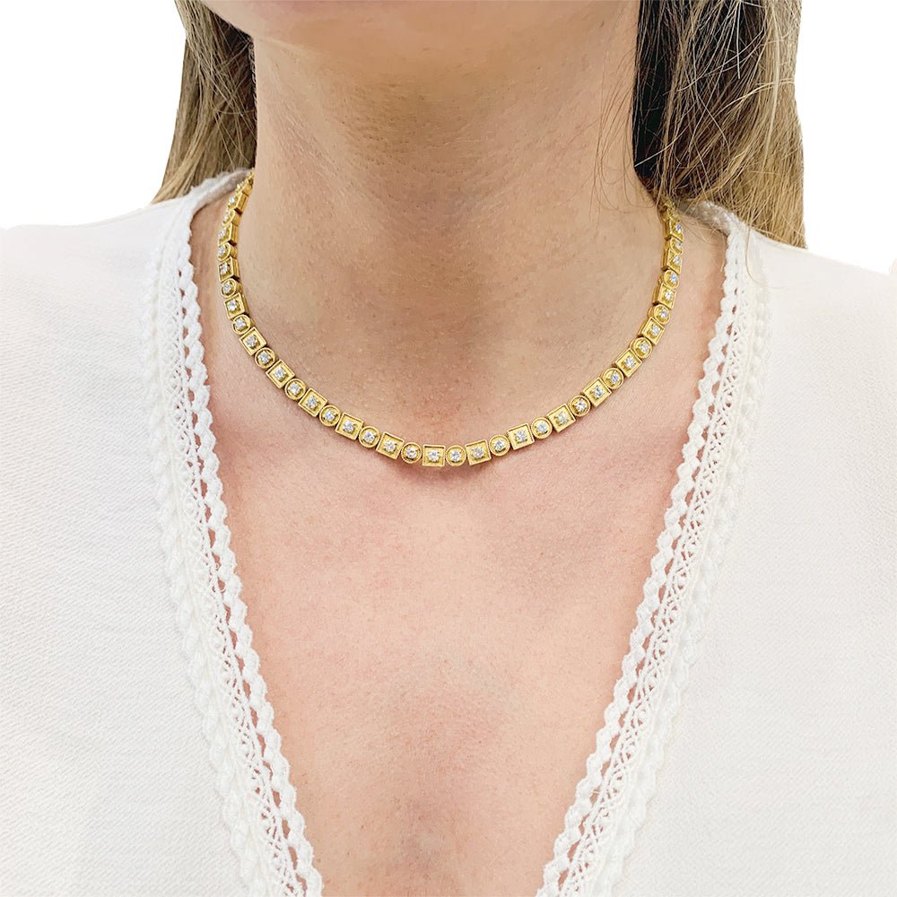 Collier Lalaounis, "Byzantine", or jaune et diamants. - Maison Eloe