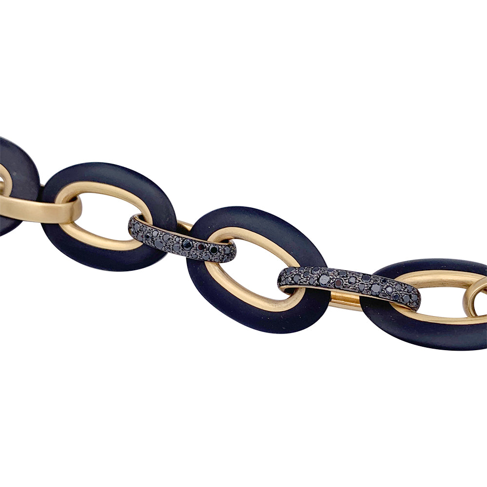 Pomellato "Victoria" necklace in rose gold, black diamonds, jet.
