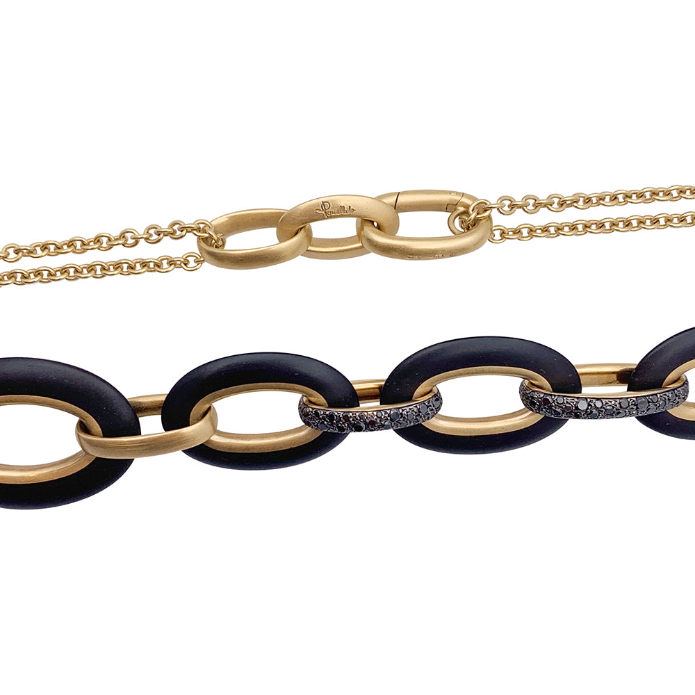 Pomellato "Victoria" necklace in rose gold, black diamonds, jet.