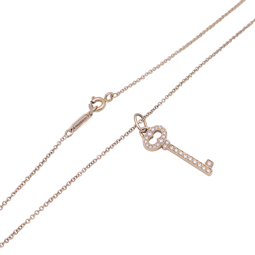 Tiffany &amp; Co. "Key" necklace in rose gold and diamonds.
