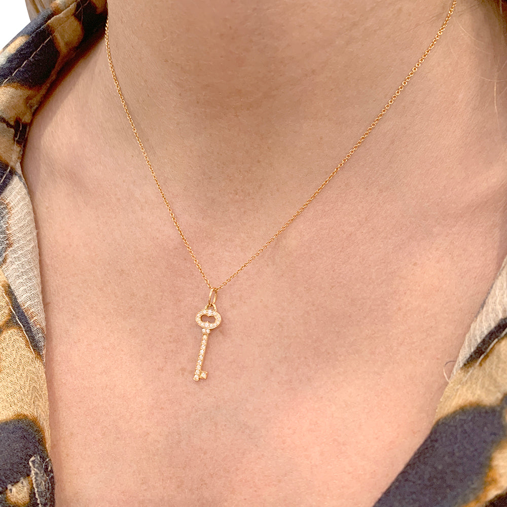 Tiffany &amp; Co. "Key" necklace in rose gold and diamonds.
