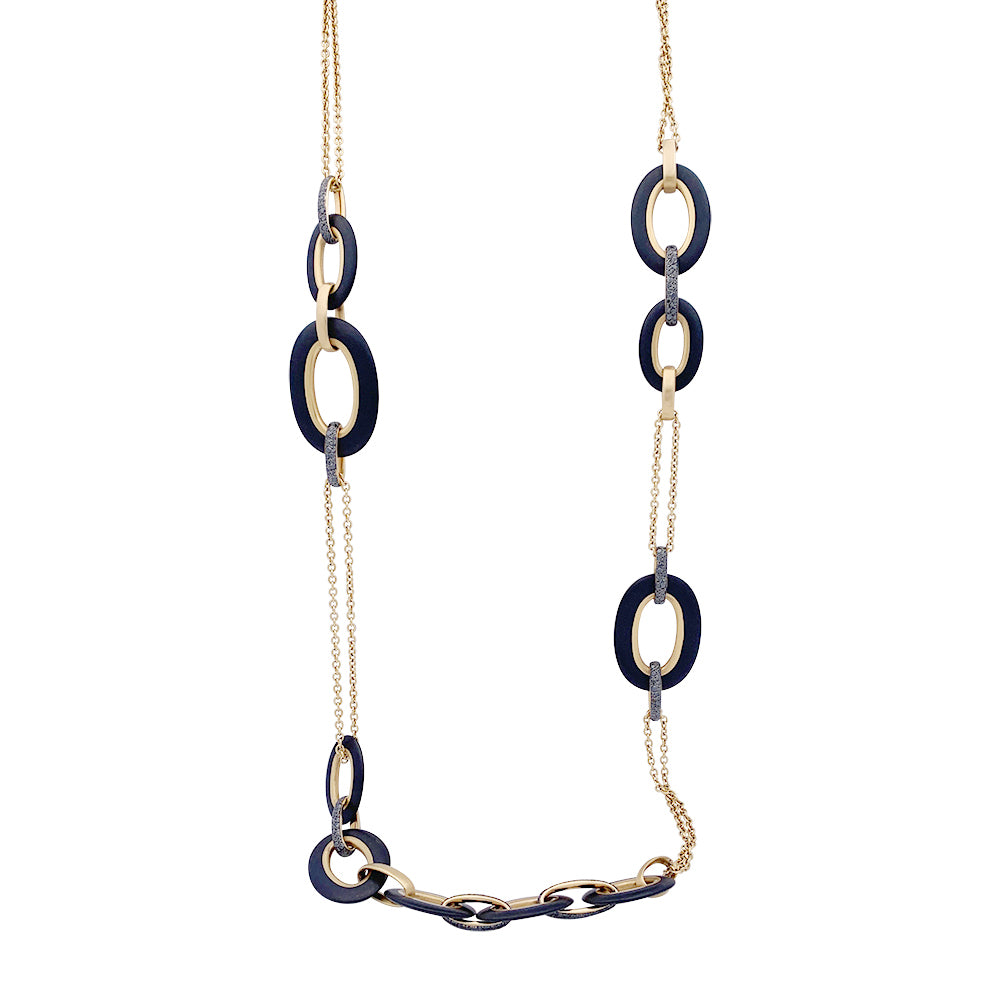 Pomellato "Victoria" necklace in rose gold, black diamonds, jet.