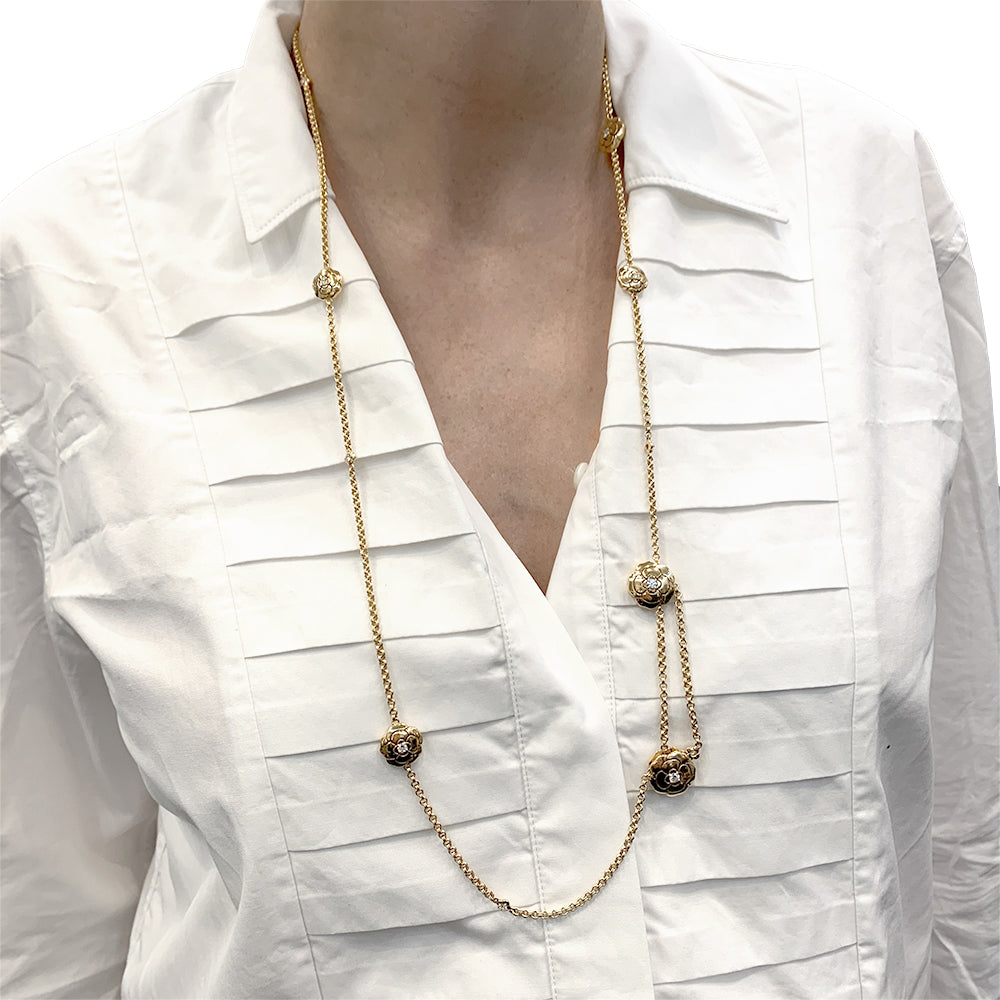 Chanel transformable necklace, “Les Infinis de Camélia”, in pink gold, diamonds.