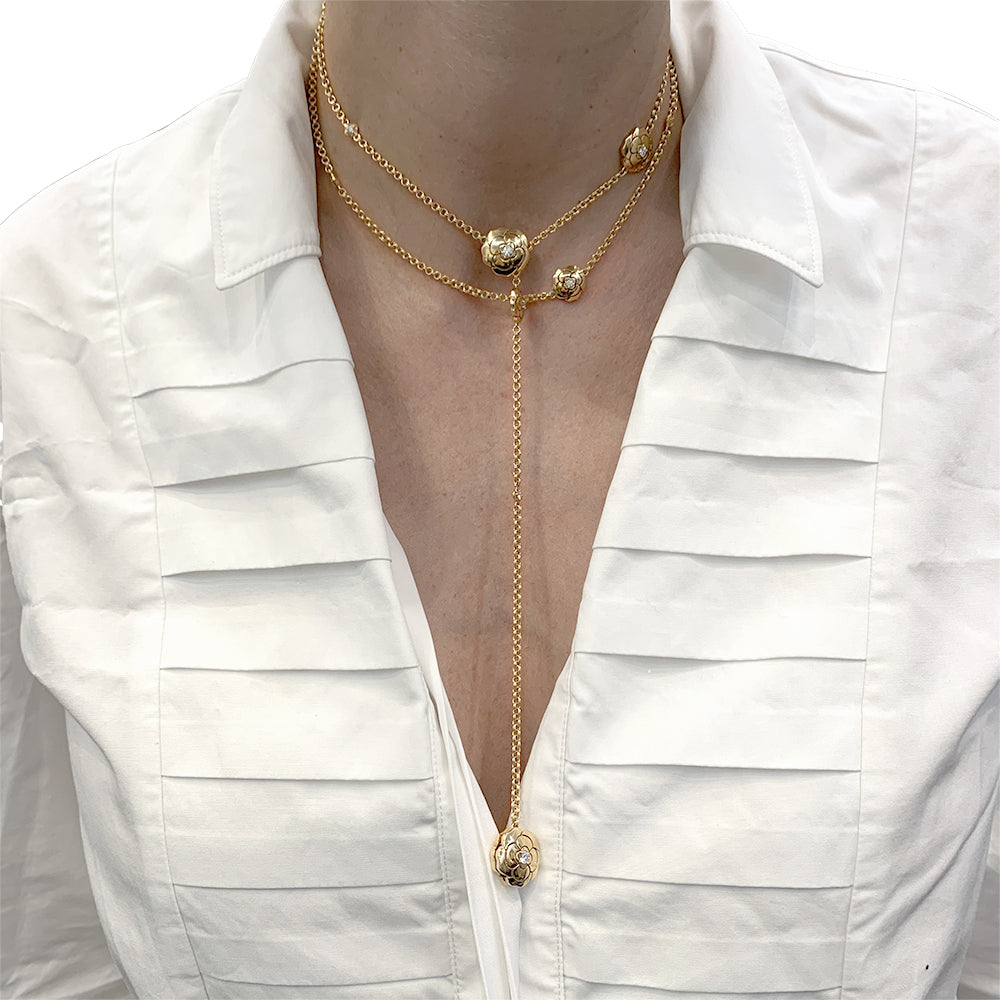 Chanel transformable necklace, “Les Infinis de Camélia”, in pink gold, diamonds.